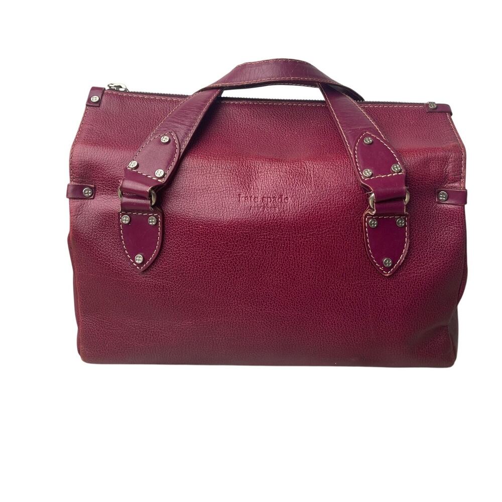 VTG Kate Spade Burgundy Italian Leather Satchel Archival Frazzled Lady Bag Y2K